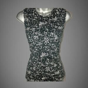 Ladies Black White XL Sleeveless Dress Shirt